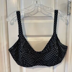 Freya underwire, polka dot, ruffle swimsuit top, 38H